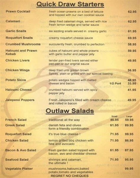 Thundergun Steakhouse Menu, Menu for Thundergun Steakhouse, Blackheath ...