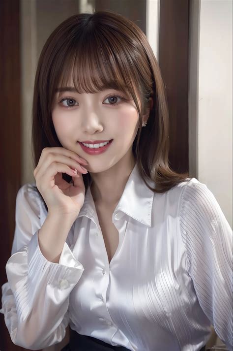 A close up of a woman in a white shirt posing for a picture - SeaArt AI