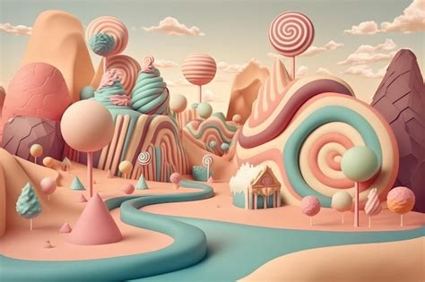 Premium AI Image | Fantasy sweet candy land Neural network AI generated