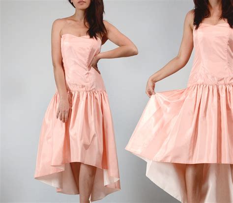 80s Peach Prom Dress Small Vintage 1980s Strapless High | Etsy