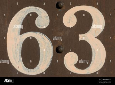 number sixty     painted  metal stock photo alamy