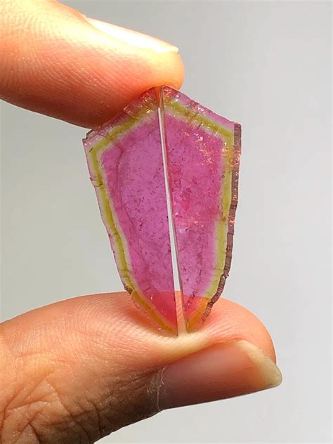 watermelon tourmaline slice pair gemstone  ct etsy