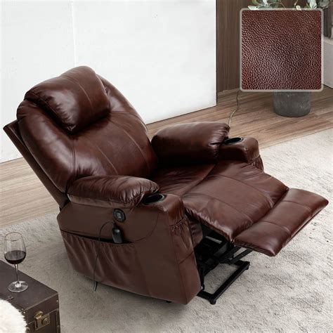 3-Position Lift Chair Recliners With Heat and Massage Real Leather