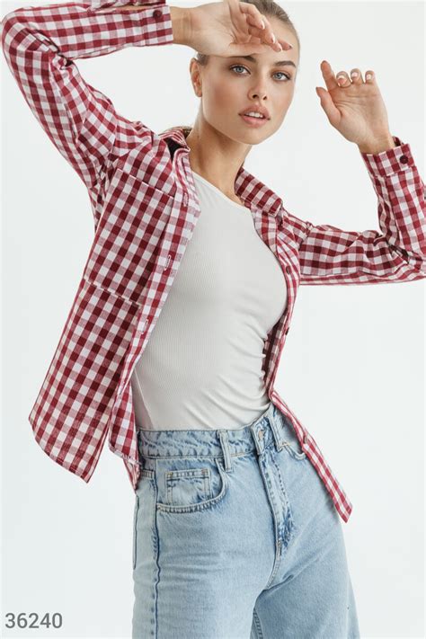 Красная клетчатая рубашка (№ 36240) ♡ Gepur - women clothes store