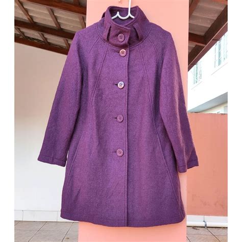 Sobretudo La Batida Feminino - casaco sobretudo de lã batida feminino roxo | Shopee Brasil