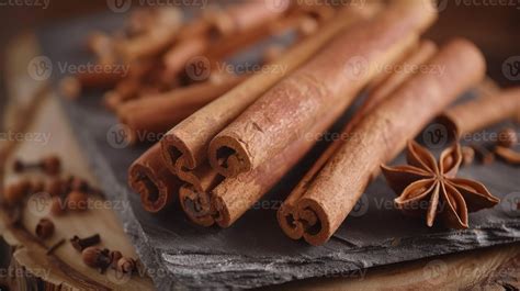 Close-up of cinnamon sticks and anise star adding aromatic flavor for