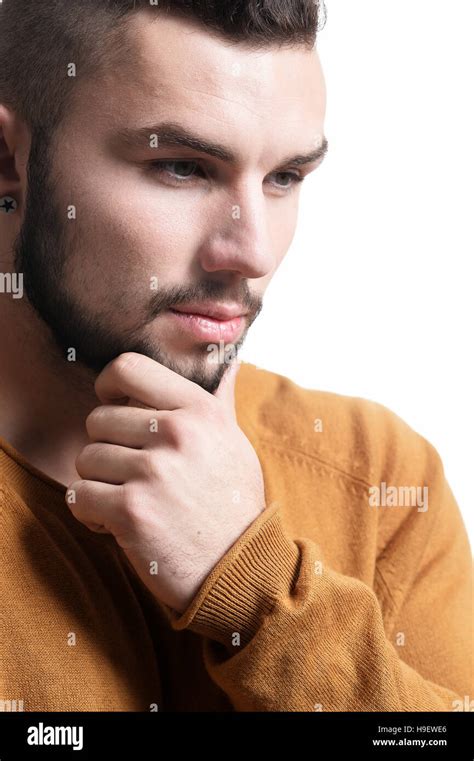 thoughtful young man stock photo alamy