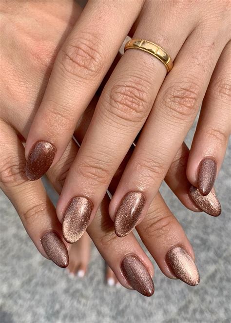 gel nails, cat eye, brown, chocolate, natural nails | Gel nails, Brown