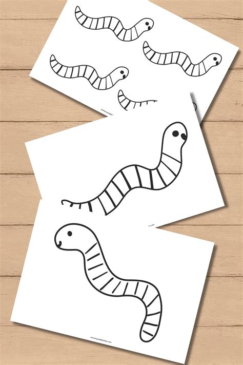 super cute  worm templates  outline printables