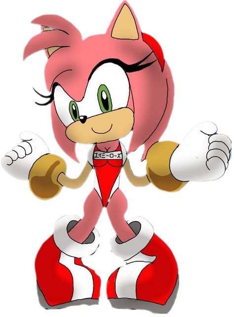Amy Rose in Red Japanese Swimsuit(Transparent)!! by TerrebonneRobbi on