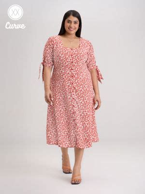 buy twenty dresses  nykaa fashion curve orange square neck