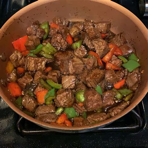 Pepper Steak Stir Fry has melt in your mouth flank steak with bell