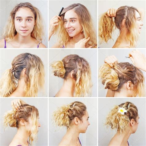 easy curly tutorial   curly hair stock photo apid