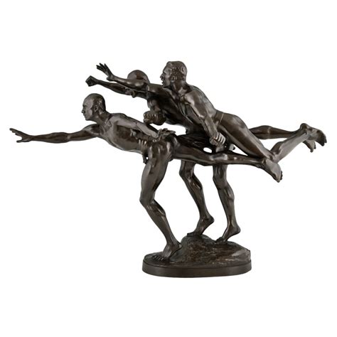 Alfred Boucher, Au But Sculpture of 3 Nude Runners, 1890, Bronze | Chairish