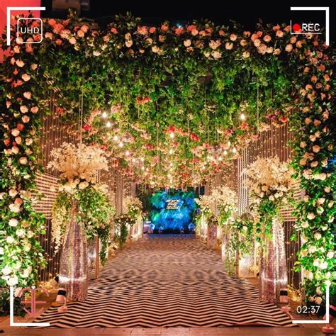 Entry passages | Night wedding decor, Reception stage decor, Wedding ...
