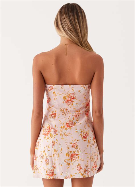 Cali Strapless Mini Dress - Pink Floral – Peppermayo US