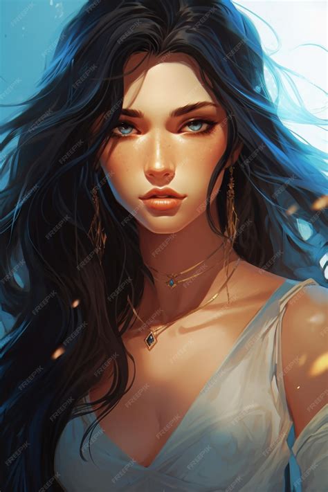 Premium Photo | Beautiful curvy latina with long blue and black or