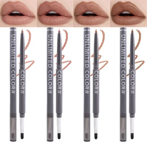 Nude Lip Liner Creamy Set - 4PC Vegan Cruelty-Free Matte Pencils with