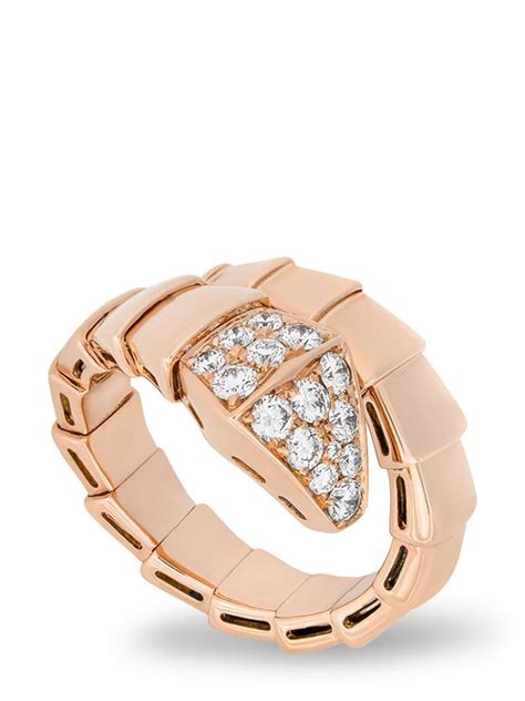 bvlgari pre owned kt rose gold serpenti diamond ring gold farfetch uk