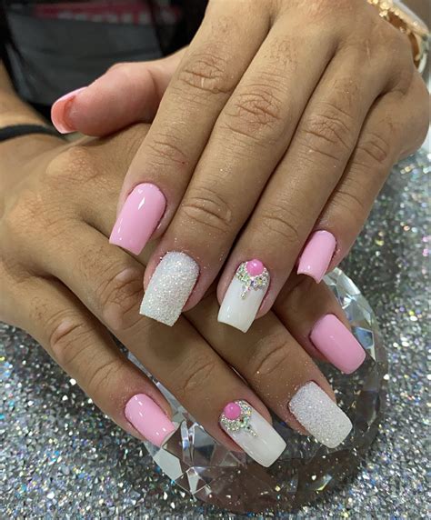 Ideias De Unhas Rosa Com Glitter - Unhas Com Ponta De Glitter Rosa