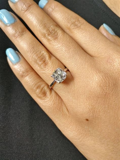 Cushion Cut Diamond Solitaire Ring Silver 925 - Etsy