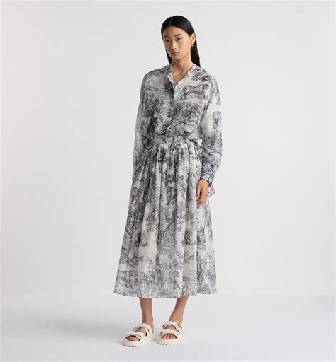 Blusa lunga Dioriviera Mussola di cotone Toile de Jouy Sauvage bianca e