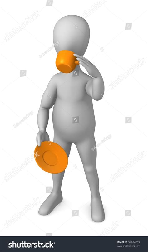 3d Render Cartoon Character Cup Stock Illustration 54984259