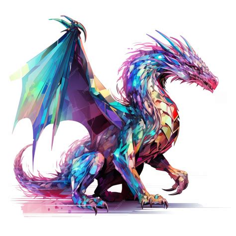 Realistic Rainbow Dragon Illustration In Aurorapunk Style | Premium AI