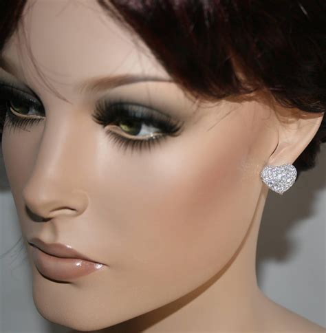 4.62 Carats Diamond Pave Gold Heart Earrings For Sale at 1stDibs | pave