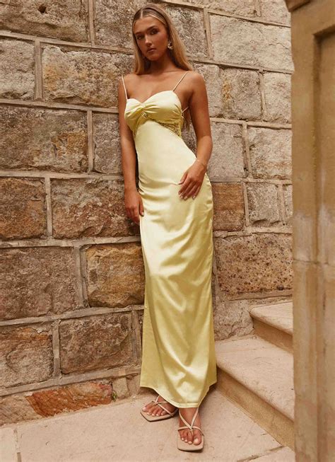 Dream Sight Lace Satin Maxi Dress - Lemon – Peppermayo US
