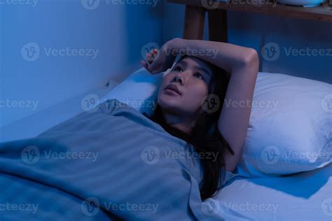 Stressed person. Asleep, sleep asian young woman, girl under blanket