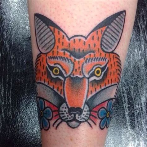 American Traditional Fox Tattoo