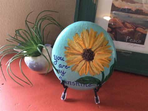 Sunflower Garden Rock Art, Sunflower You Are My Sunshine Art, Gift for ...