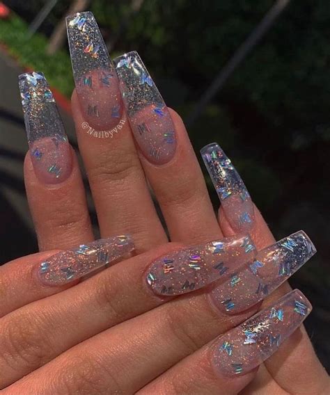 Unha Transparente Com Glitter - 48 ideias de Unhas transparentes em 2025 | unhas, unhas decoradas, glitter