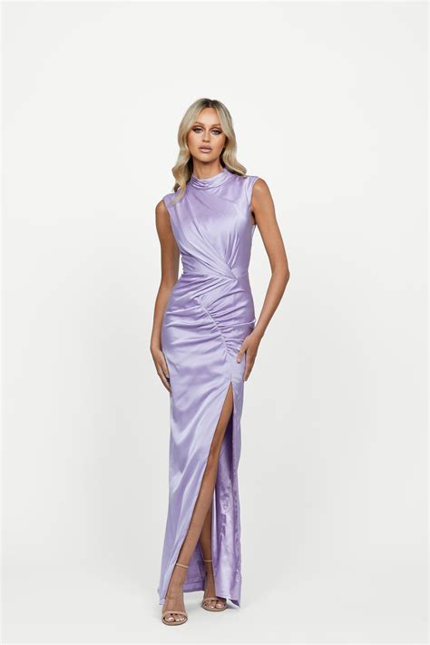 Ainslee High Neck Draped Gown – The Dress Parlour