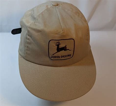 Vintage John Deere Patch Hat Leather Strapback Tan Cap - Gem