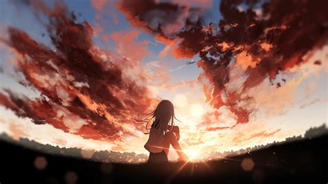 anime girl watching sunset  wallpaperhd anime wallpapersk