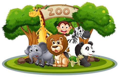 Cute animals in the zoo 362602 Vector Art at Vecteezy