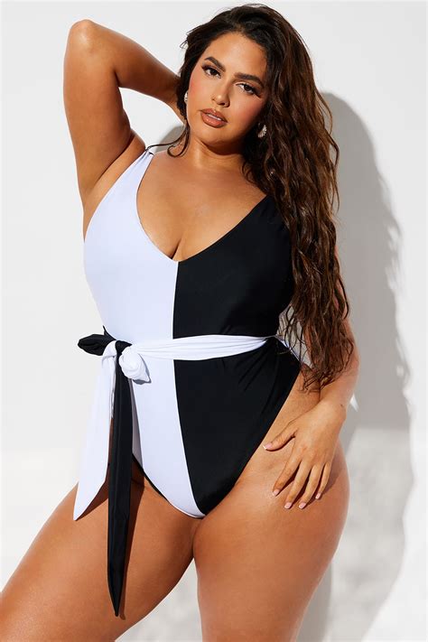 Holly Tie Waist 1 Piece Swimsuit - Black/White | Fashion Nova