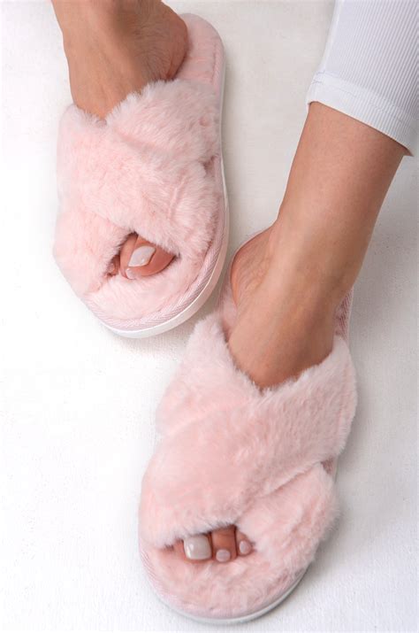 Женские меховые открытые тапочки Happy Fox Home 6692212 розовый купить ...