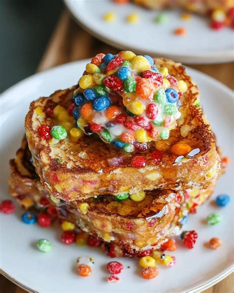 crunchy fruity pebbles french toast  irresistible tasty delice