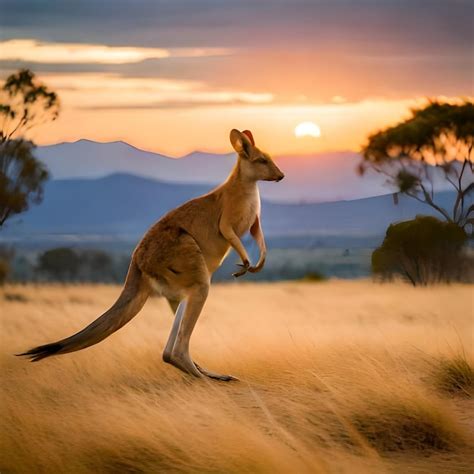 Premium AI Image | Kangaroo hopping through the outback