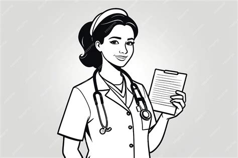Premium Vector | Continuous one line drawing Nurse carry a stethoscope