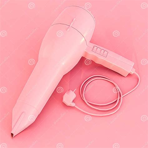 pink hair dryer isolated  pink background stock illustration