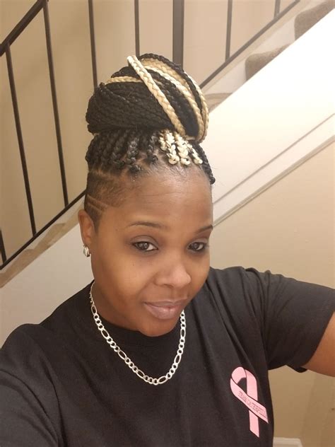 Short Box Braids With Shaved Sides