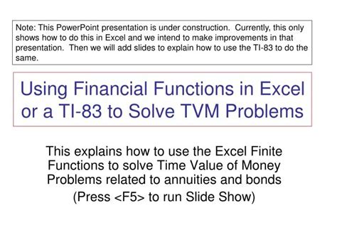 financial functions  excel   ti   solve tvm
