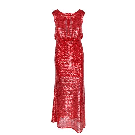 EW908 Red Bling Bling Sequined Evening Dress Cheap O Neck Cap Sleeve ...