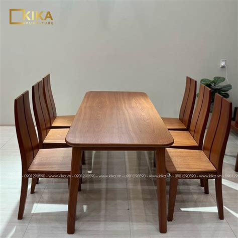 Bộ bàn ăn gỗ Sồi 6 ghế đơn giản - BA188