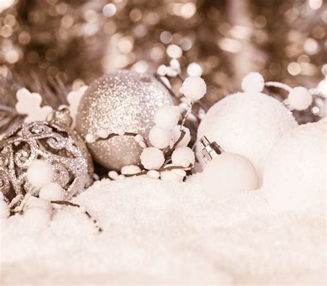 Premium Photo | White and sparkle christmas decor toned