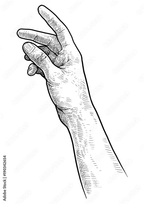 Reaching hand illustration, drawing, engraving, ink, line art, vector ...